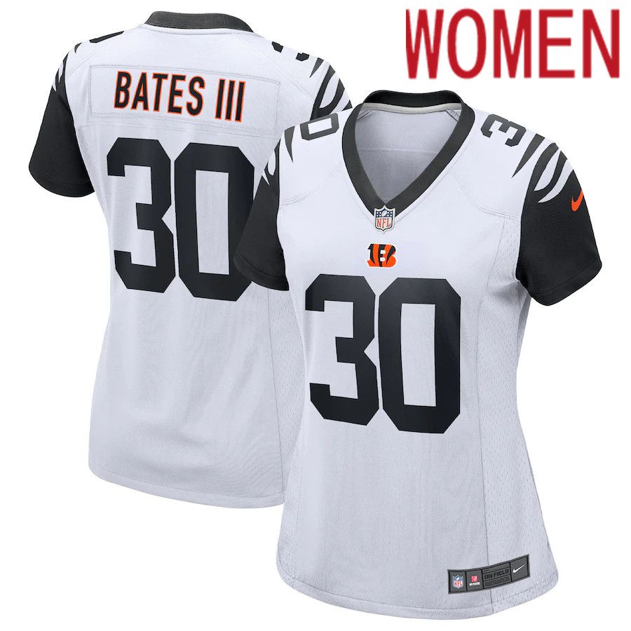 Women Cincinnati Bengals #30 Jessie Bates III Nike White Alternate Game NFL Jersey->customized nfl jersey->Custom Jersey